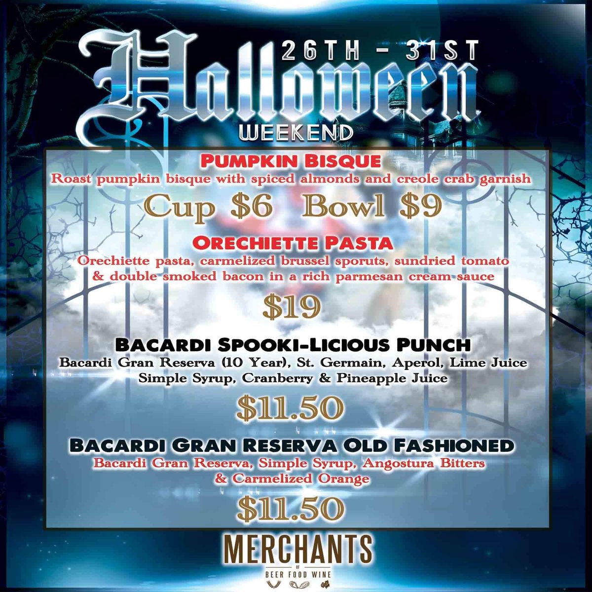 merchantsyyc's tweet photo. Things are getting spooky at Merchants this weekend! We’ve got delicious food and drink specials for all you ghosts and ghouls and we don’t even make you say Trick or Treat 🎃👻💀
#yyc #drinkspecials #happyhour #cocktails #yycfoodie #yycfood #feature #foodandwine #friends https://t.co/KpG1DwAOT0