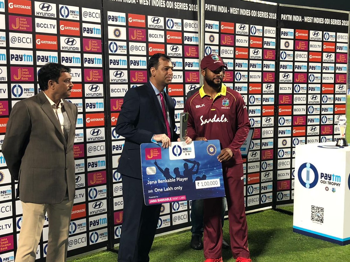 Great work today boys! Take a bow! 👏👏👏 Man of the Match and PayTM Bankable player award! #IndvsWi
#WindiesCricket #ItsOurGame