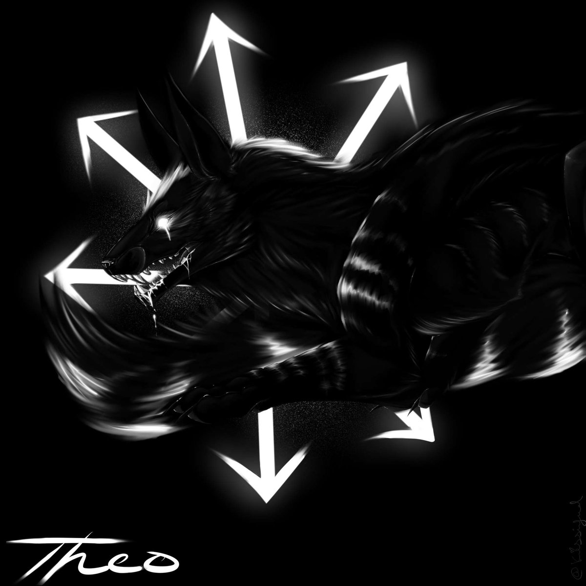 TheoTheWolf's tweet photo. My friend Kaylee drew this for me. Yeah. It's kinda lit. https://t.co/SHVuMm22n4
