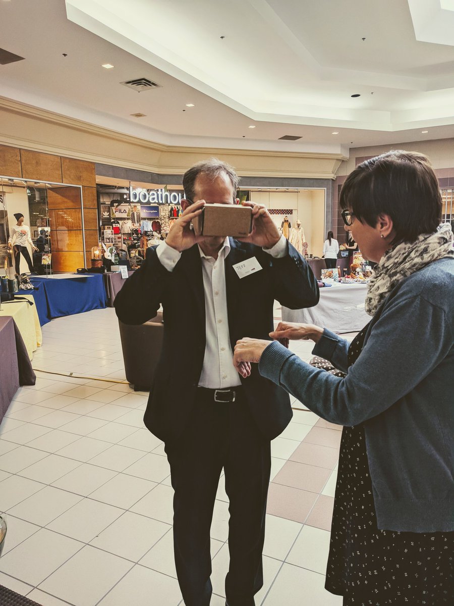 librarygrenfell's tweet photo. Want to visit Paris? New York City? The Rocky Mountains? Come try the Google VR at the library display at Grenfell in the Mall Day! Today at the Plaza Mall, Corner Brook. #getgrenfelled @grenfellcampus https://t.co/MZskhpw0gn