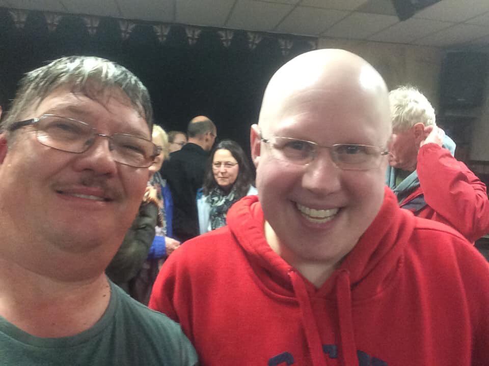 The Bathford Players had a special visitor in the audience last night watching their performance of Dad’s Army. Thanks <a href="/RealMattLucas/">Matt Lucas HQ</a> for visiting our little village. Here he is pictured with Mike Auton who plays Captain Mainwaring. 
#DadsArmy #Bathford