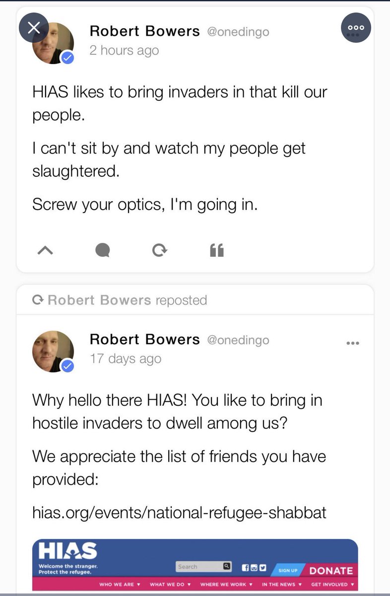 Avant de commettre la tuerie antisémite de #Pittsburg #RobertBowers était actif sur les réseaux sociaux. Preuve qu’il faut mettre hors d’état de nuire ceux qui diffusent en France leur haine  antisémite sur les réseaux sociaux: <a href="/AlainSoralOffic/">AlainSoralOffic</a> <a href="/MbalaDieudo/">Dieudonné Officiel</a> @panamza et consorts