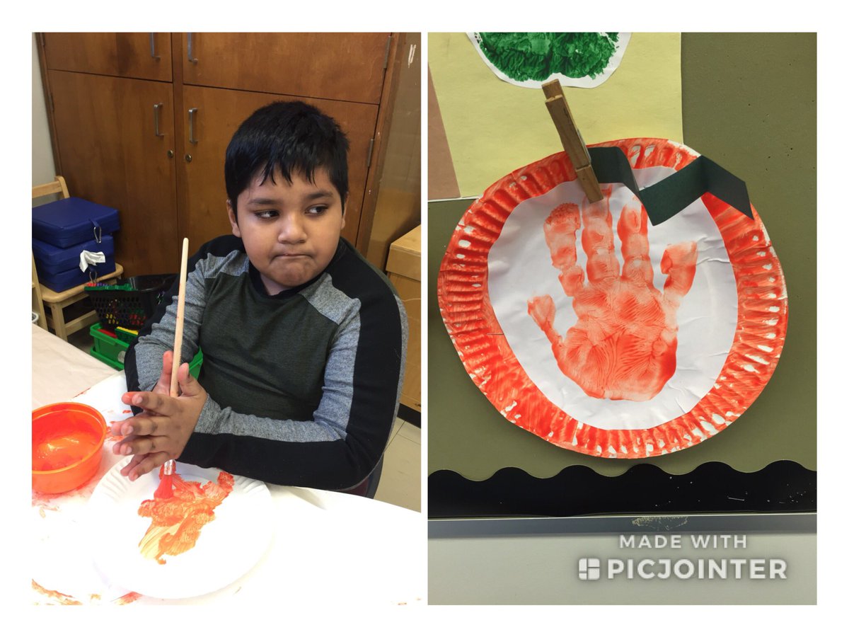 MsAccoumeh's tweet photo. Pumpkin prints with our little hands. The paint tickled our hands. Painting is our calm. https://t.co/SXj2mW1zQZ