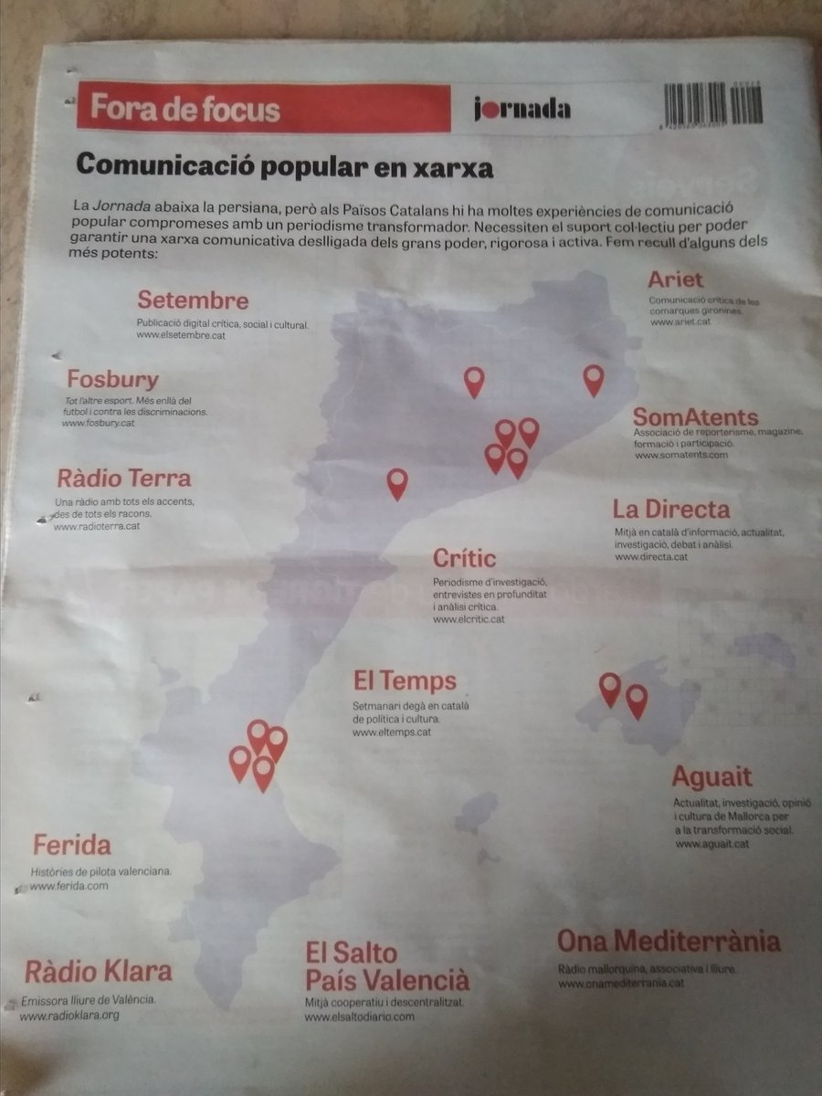 montsanto's tweet photo. Detalls que ho són tot: gràcies @DiariJornada. Doneu suport econòmic a @_radioterra, @La_Directa, @elsetembre, @aguait_cat, @OnaMediterrania, @ARIETcat. Enfortim la xarxa de mitjans transformadors. No abaixem més persianes. https://t.co/AGYYFbaZAN