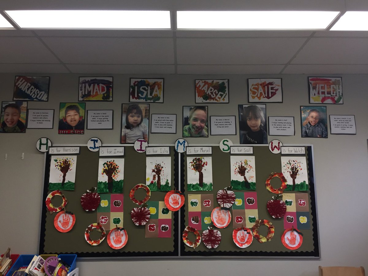 MsAccoumeh's tweet photo. DD ISP Primary. Fall colours and little artists make for beautiful walls. Art provides for release, calm, and individuality to shine. 🍁🙌🏻⭐️ https://t.co/FwXSdsRIfA