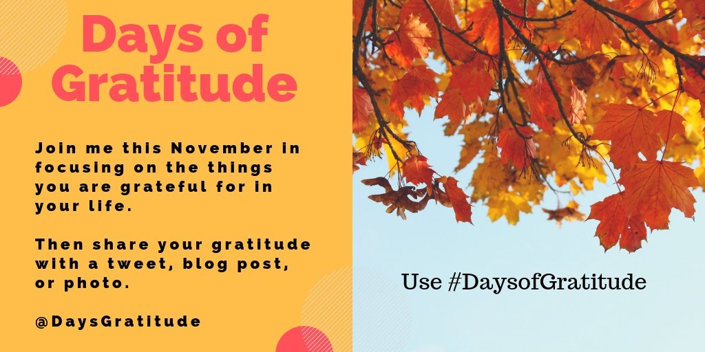 DaysGratitude's tweet image. Join me in spreading some #gratitude.  Please retweet this image so others can do the same.
#DaysofGratitude #Thankful
