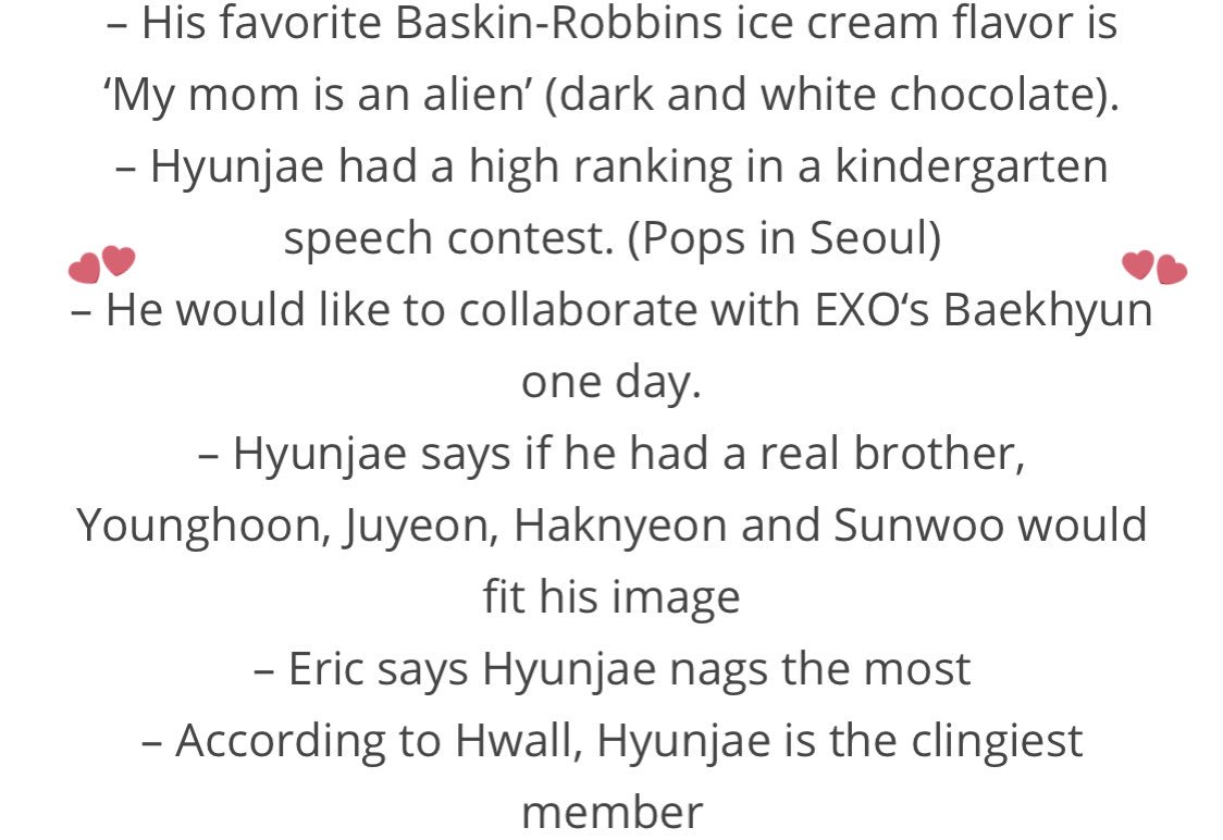 Hyunjae from The Boyz said that one of the first kpop stars he liked was Baekhyun and that he would like to collaborate with him someday