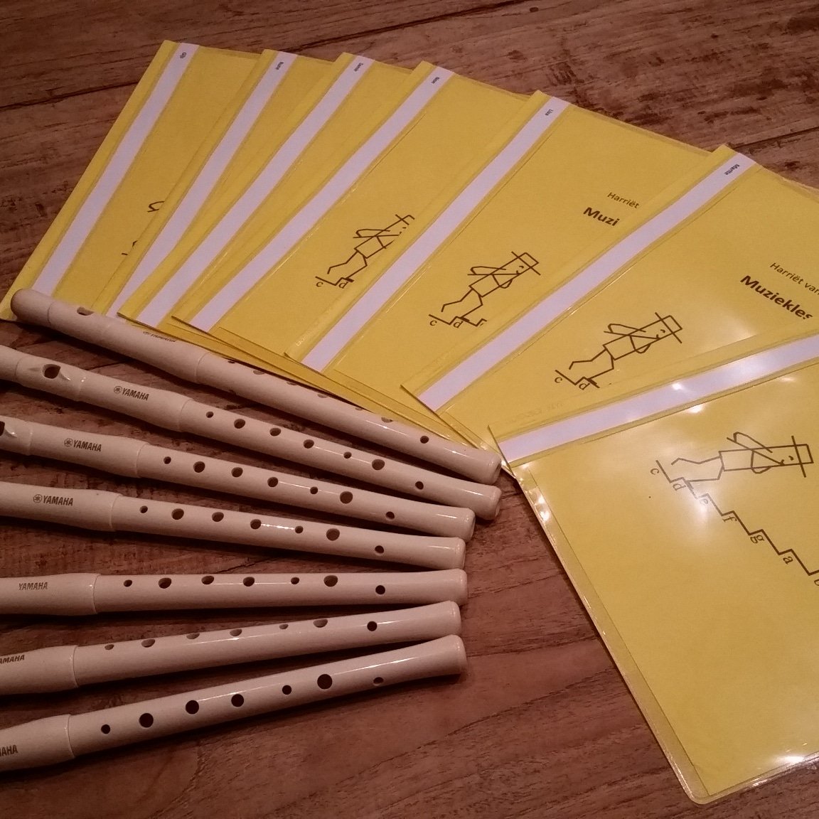 Fluitlessen's tweet image. Alles klaar voor de #muziekles! Volgende week starten 7 kinderen op basisschool De Bongerd en harmonievereniging Excelsior. Je kunt nog nét aanhaken als je in groep 3, 4 of 5 zit. #Zutphenmuziekles #Warnsveldmuziekles #Excelsior  #notenlezen #instrumentkiezen #Peterendewolf