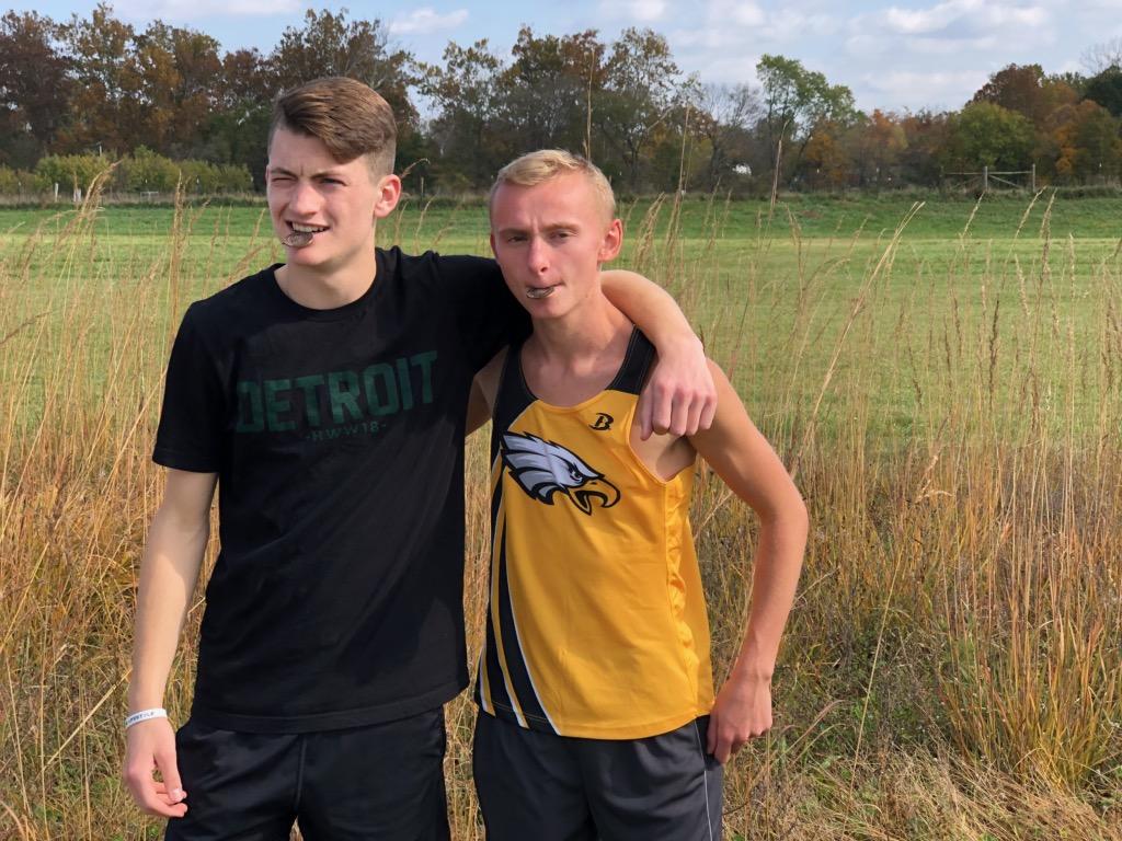 XcSullivan's tweet photo. Two Eagles bound for State next weekend! The boys team finished 4th. Carter was 3rd. Isiah was 8th. Tickets punched. Girls finished 6th. Loren Halmick finished 18th. Vittoria Polanowski 25th. Well fought season! https://t.co/SAQmVGScT8