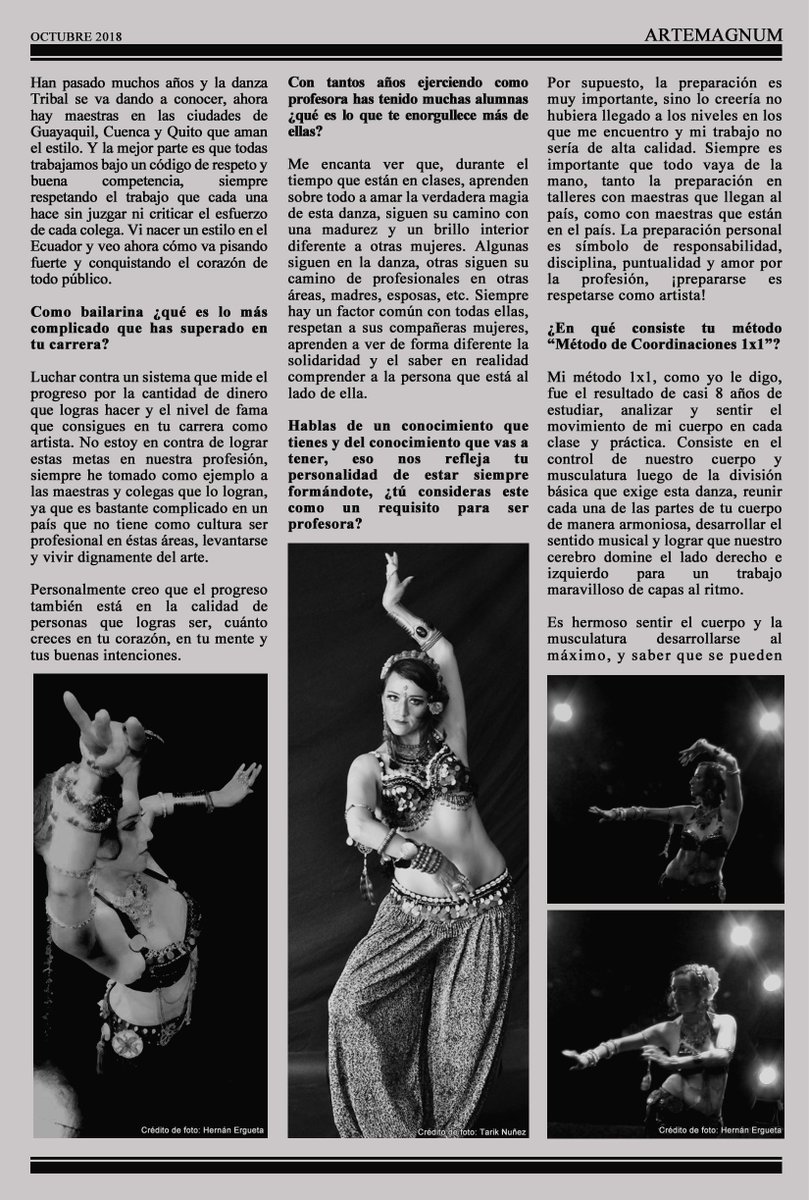 ArteMagnum's tweet photo. Danza: ENTREVISTA DESDE ECUADOR A TRIBALA DANZA DEL VIENTRE
“La preparación personal es símbolo de responsabilidad, disciplina, puntualidad y amor por la profesión”.
https://t.co/XKiXeiseb6

#artemagnum #arteindependiente #periodismocultural #danza #bellydance #tribala https://t.co/rw3BSBQQ5l