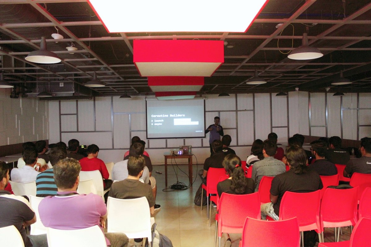 baps_patil's tweet image. Gave my 2nd talk for the year, in @BlrKotlin's 9th Meetup!
In my 40-minute talk, I spoke about Kotlin Coroutines, and how to move away from #RxJava2 with #Coroutines.