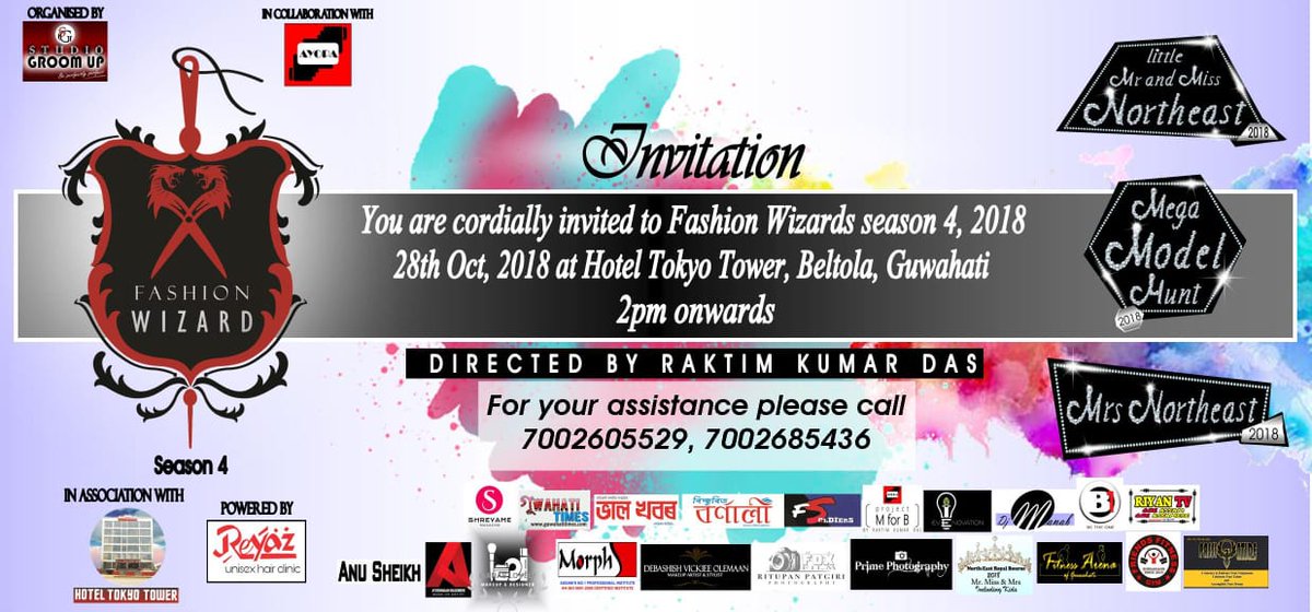 guwahatitimes6's tweet photo. It is my pleasure to invite you to the #FASHION_WIZARD Season 4, organised by #STUDIO_GROOM_UP , in collaboration with #AYOPA, tomorrow 28th October, (Sunday) at #Hotel_Tokyo_Tower, Beltola Charali, Guwahati sharp at 6pm.
The event will be followed with the presence of fo.... https://t.co/YwTPQfN8Dg