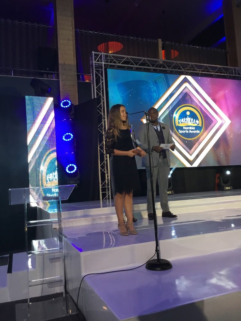 TheNamibian's tweet photo. #NamSportsAwards #Nasa2018 @MTCNamibia junior sportswoman of the year award went to Carane van Zyl. https://t.co/qX12KkveoT
