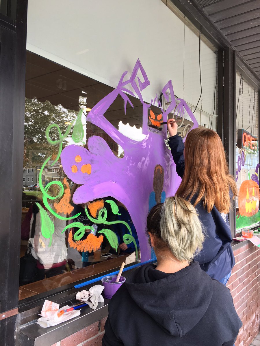 LAQMusic's tweet photo. Such beautiful and creative designs for #HalloweenWindowPainting. Great job to all students! #MPSDK8 @artosaurus_rex https://t.co/kHLZsiwPCp