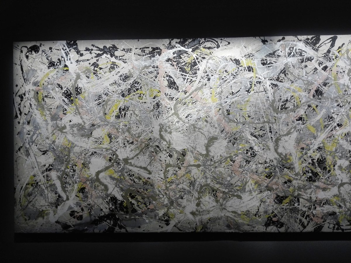 DiegoVacca1's tweet photo. "Preferisco il pavimento perché lì mi sento parte integrante del quadro. Il mio è un metodo affine a quello della pittura su sabbia degli Indiani dell'Ovest..." #JacksonPollock #MostraPollock #actionpainting Number 27, 1950 https://t.co/qzCwFIvNIC