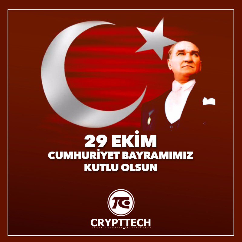 crypttech's tweet photo. Cumhuriyetimizin 95. Yılını Coşku İle Kutluyoruz... #CumhuriyetBayramı #29EkimCumhuriyetBayramı #Cumhuriyet95Yaşında #crypttech https://t.co/lTTdauLYuV