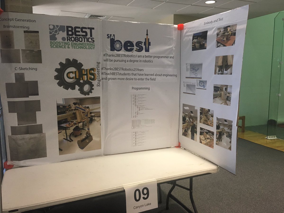CLHSENGINEERING's tweet photo. The Presentation Board is up and ready to go here at @StMarysU @BESTRobotics @Supt_comalisd @kristycastillej https://t.co/lVRBCPa8Ft