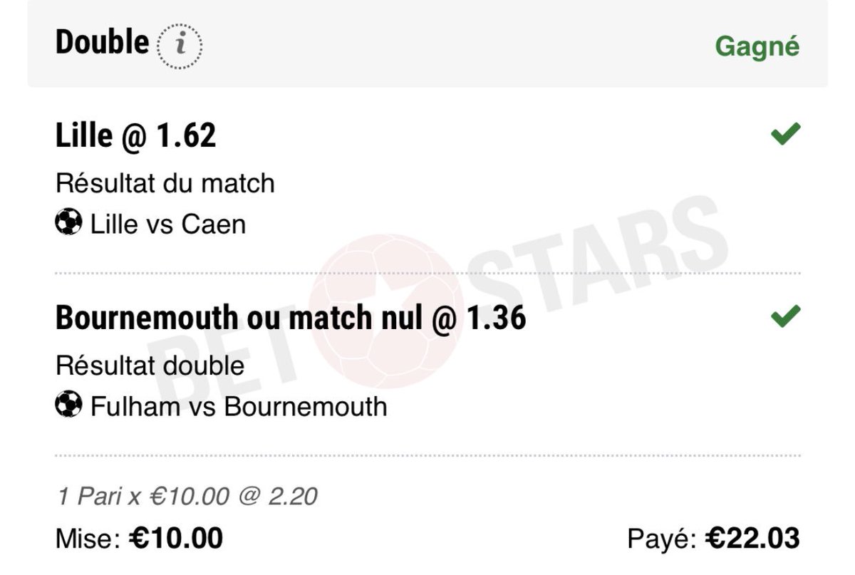 RapideProno's tweet photo. #MontanteX10

▪️ Lille + Bournemouth ou nul✅

 2,20 / 10€ -> 22,03€ ✅

#TeamParieur #ParionsSport https://t.co/dT1si5khJk