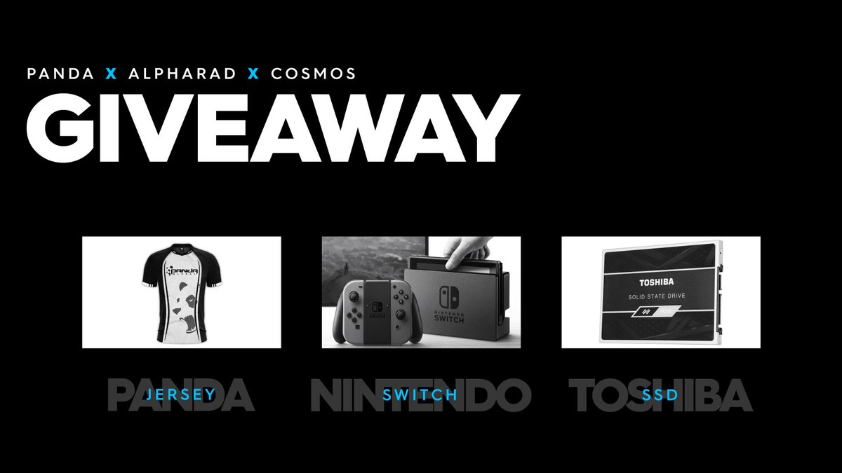 PandaGlobal's tweet image. PG x @Alpharad x @CosmosZR:

Giving away a Nintendo Switch, a Toshiba @OCZStorage SSD, and a PG jersey! Enter:
1⃣RT+Like
2⃣Tag a Friend
3⃣Hit the Gleam!➡️gleam.io/sMw9c/pg-x-alp…

#KeepItPG with more free swag and don't forget to check the latest Alpharad x Cosmos vid!
