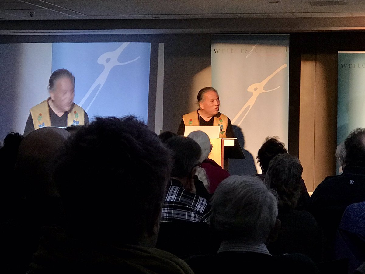 JenniferYVerma's tweet photo. Darrel J McLeod reads an excerpt from #mamaskatch, 24-yr-old self talking to a patient on suicide watch; @BeautifulScarTW Tom Wilson says of his learning he was adopted, “The book is the journey I’m still on. My story is in complete motion right now” #OIWF @Writersfest @opl_bpo https://t.co/etbC1FZKUG