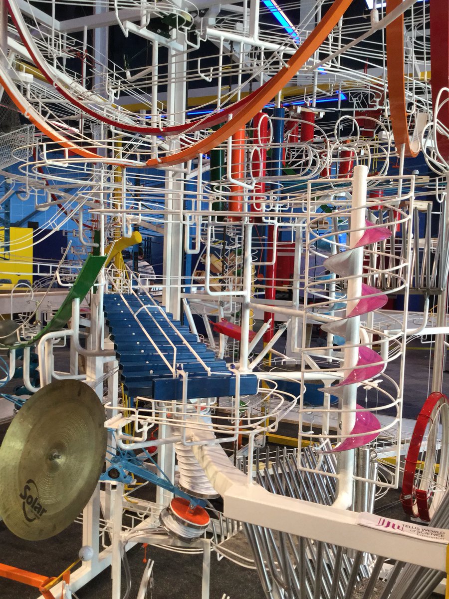 TWoSEdm's tweet image. Our ArchimedeanExcogitation, best known as the #BallMachine, is always a fan fav in TheScienceGarage. This dynamic sculpture uses visual &amp;amp;kinetic elements to explore new ways of looking at things! If you’ve seen it you know how mesmerizing it is! What’s your fav part of #myTWOSE?