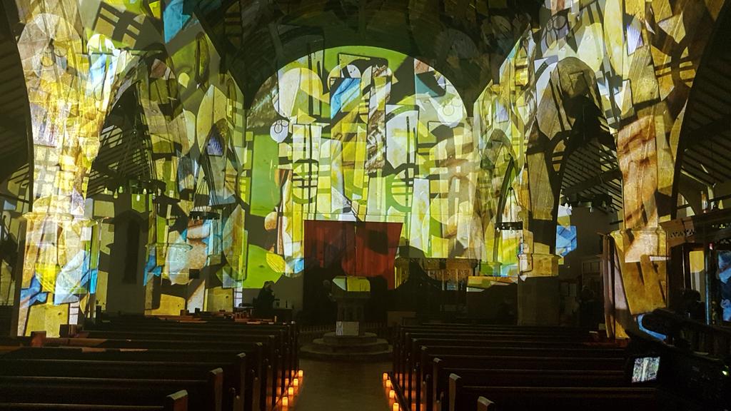 CultureNicky's tweet photo. #splintersofheaven sound and light projections #conwyfeast. Life in technicolour https://t.co/LvPqBM7IJ7