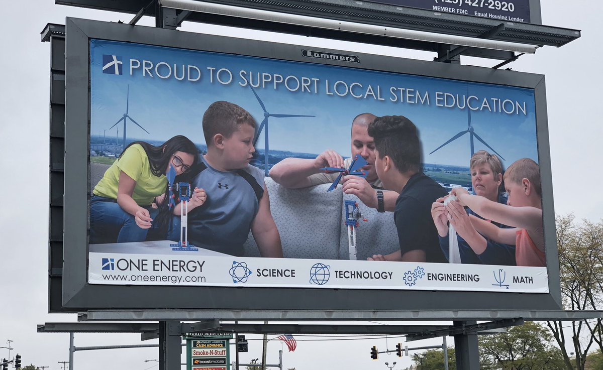 tonya_thorbahn's tweet photo. Oh, @oneenergywind we are so grateful for your support in #STEM Education! Our #LEGO Camp would not have been possible without you! And we love seeing our Ss featured in your billboard! #TrojanTrue #robotics @LEGO_Education https://t.co/I5iCHrBrhi
