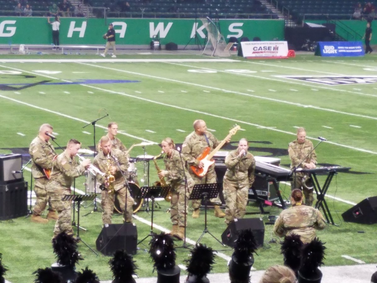 keljo_'s tweet photo. Military appreciation day at today's game v Weber State. So fun to hear Blues in Green with ND's 188th Army Band at halftime!

#UNDProud https://t.co/eVB26D9wun