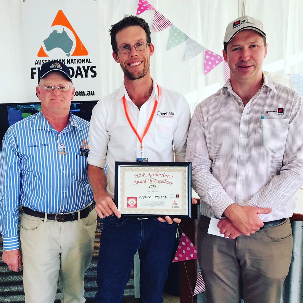 appticon's tweet photo. Very excited to receive an Award of Excellence from #NABAgribussiness and #anfd_2018 for our Agri-dashboard that connects all farm data to a single site. #pairtree #appticon #dashboards #agtech #regionaltech #decisionatyourfingertips #humbled #iot #visualisation https://t.co/emryJzuGcf