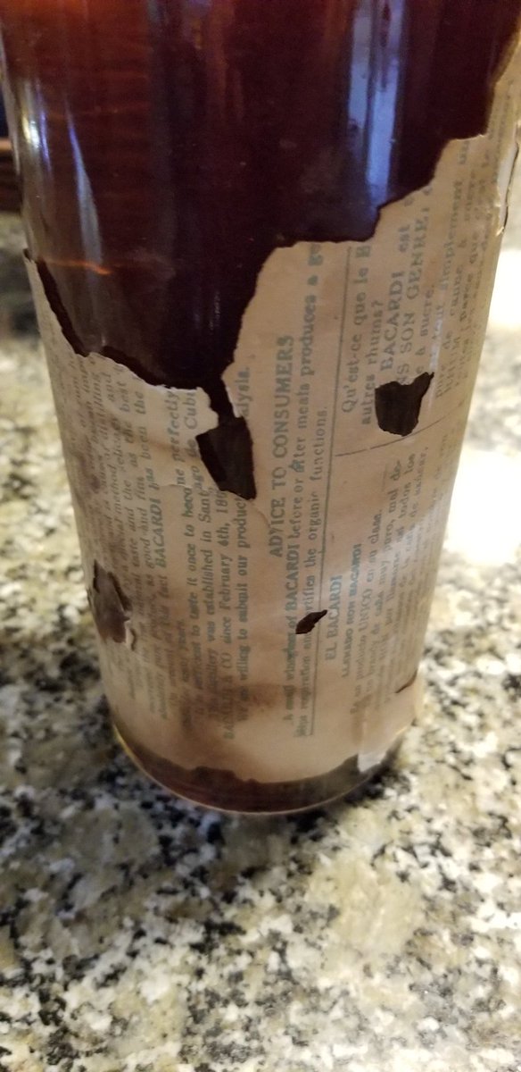 debbroderson's tweet photo. Hey, @bacardi.  Look what we found in the liquor cabinet!  Can you tell how old this is.  Here's some pix. https://t.co/8pofg5Gx0V