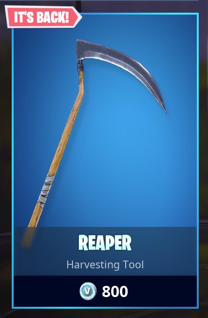 i still haven t bought the reaper pickaxe i didn t play fortnite at all in the past few weeks so i don t know if it is even worth the - the reaper fortnite pickaxe