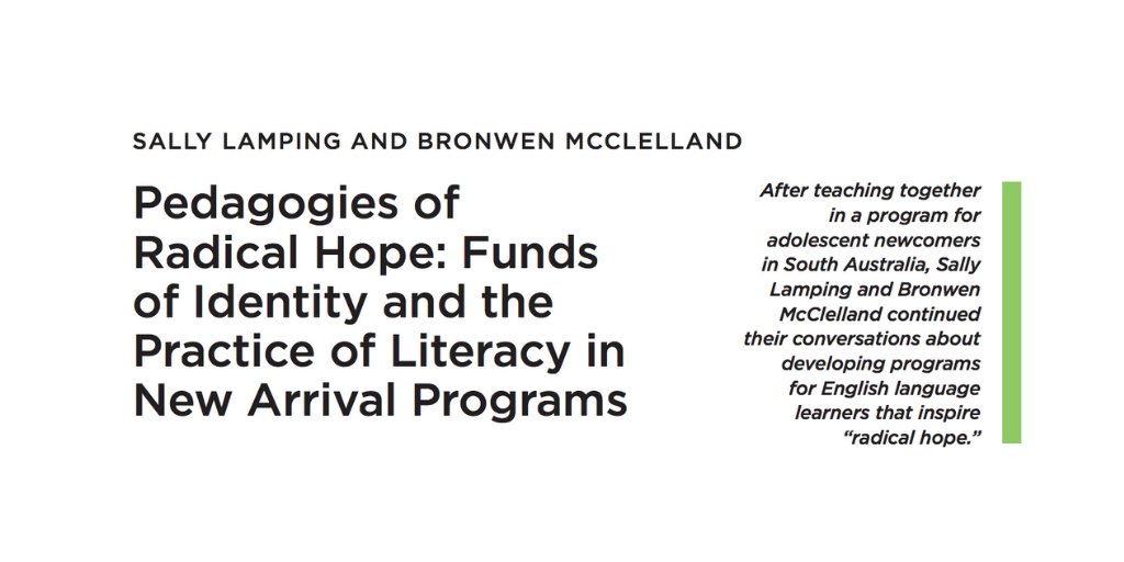 Comparación Intercambiar elevación NCTE on Twitter: "From the latest issue of English Journal: "Radical hope  exists in our human abilities to speak, read, write, and draw in critical  dialogue with and about our worlds. Here,
