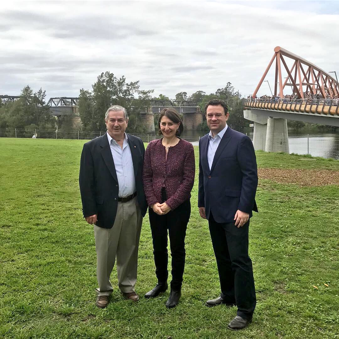 GladysB's tweet photo. Great to officially open another project delivered by the NSW Government – the impressive new Nepean River crossing. The Yandhai Nepean Crossing is a new landmark for Penrith which will be used by walkers, joggers and cyclists. @stuartayresmp https://t.co/cWPS8rJVYO