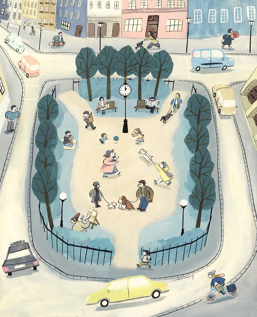 「街角 -公園- 」|大桃洋祐のイラスト