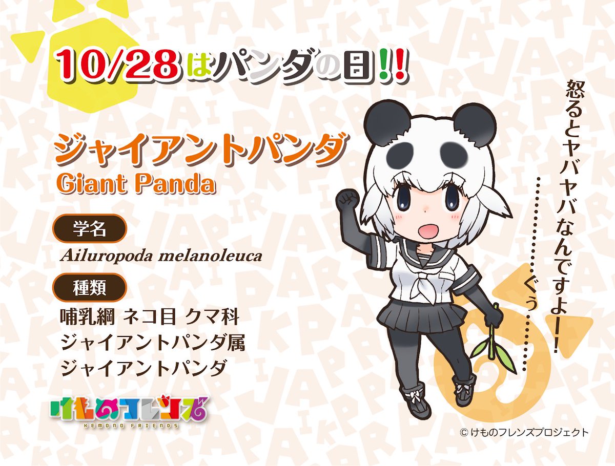 けものフレンズ 公式アカウント 10月28日は パンダの日 1972年10月28日にジャイアントパンダの ランラン と カンカン が初来日したことにちなんで 上野動物園が制定しました 初公開の日 開園を待つ人の列は2kmにも達したそうです 笹が好物 な