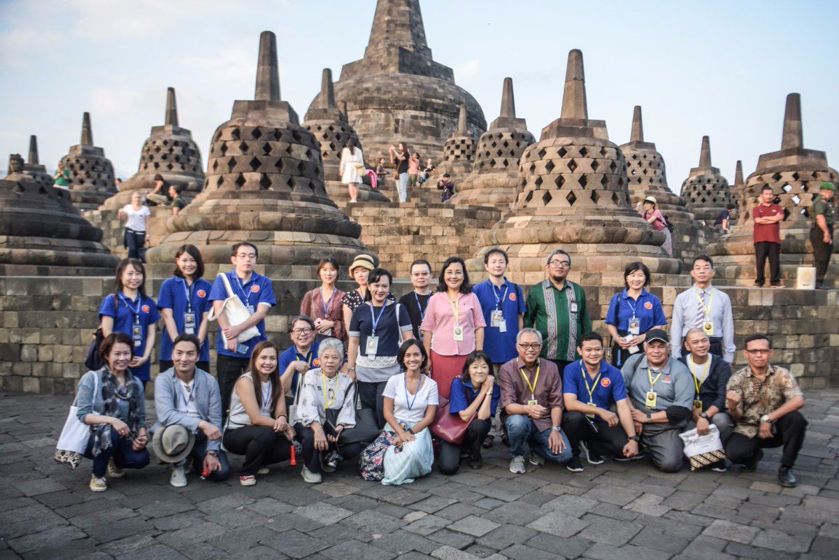 Borobudur, the largest Buddhist temple in the world, was selected as the site visit for the ASEAN Plus Three Culture Ministers and delegates. 
#AMCAgoestoBorobudur #8thAMCA #ASEAN #ASEANCOCI #Borobudur #aseanculture #culture