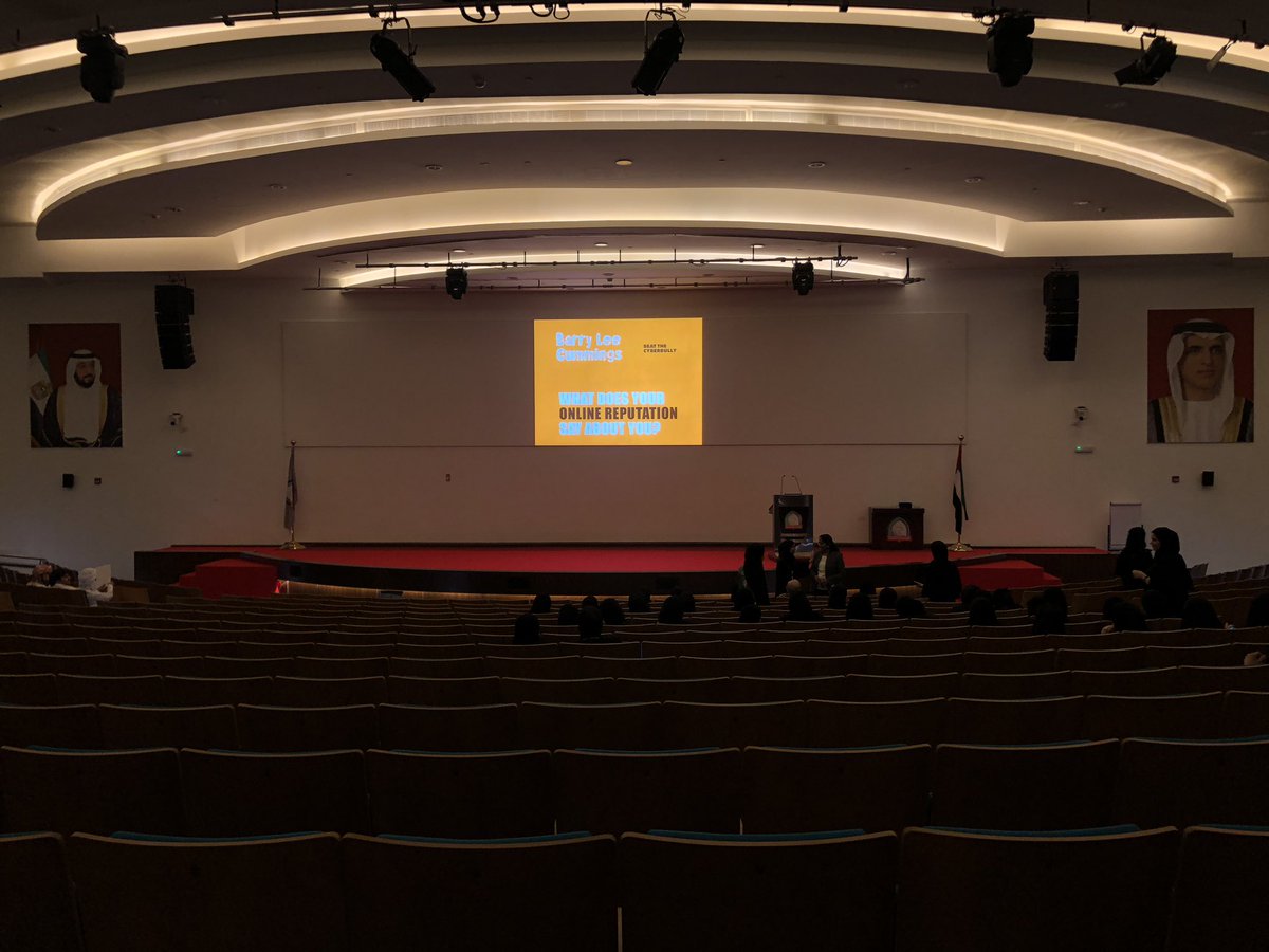 CybersafetyUAE's tweet image. Looking forward to delivering an #onlinreputation session to the men and women of @HCT_RAK on behalf of @HCT_UAE - auditorium filling up now. 

#cybersafety #onlinereputationmatters