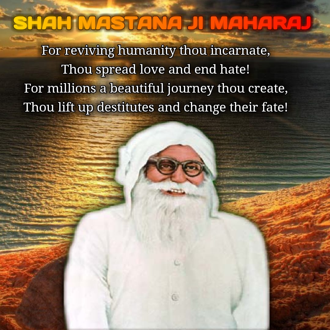 madam_uma's tweet photo. Revered Shah Mastana Ji Maharaj embodied Himself, the Divine Light, into the body of Adorable Param Pita Shah Satnam Ji Maharaj and empowered Him with divine power to carry the task of salvation of mankind.
#4DaysToSaiMastanaJiBirthmonth https://t.co/Aqi1ZHrD65