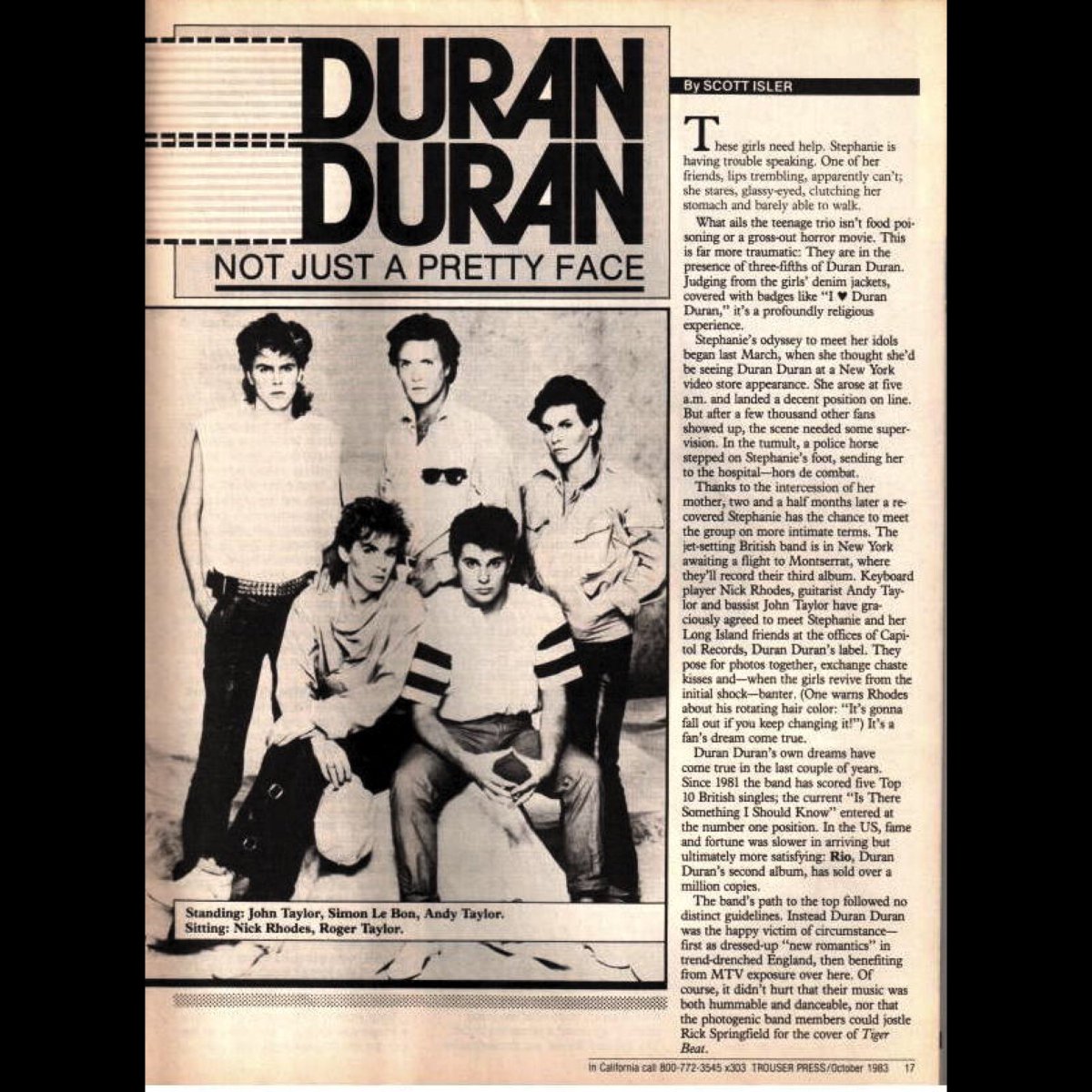 AltMuse's tweet photo. 35th Anniversary for the Oct 1983 issue of Trouser Press mag. Duran Duran The Eurythmics Thomas Dolby Andy Partridge Talking Heads &amp; more. see full shots here https://t.co/jBl4d0SY6t #AnnieLennox #DBtodomundo @duranduran @SimonJCLeBON @eurythmicsultim https://t.co/Ss0tlWfk5D