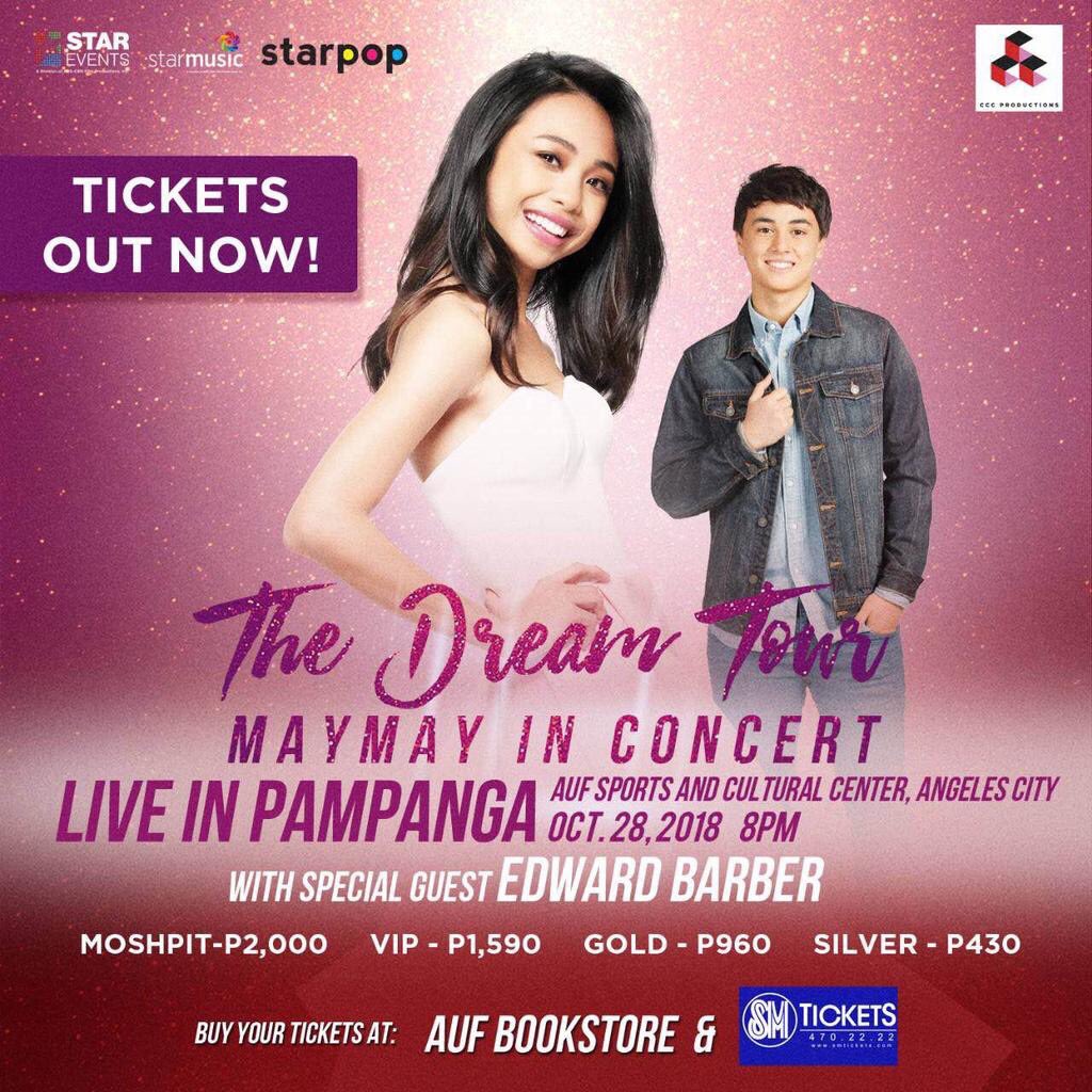 MAYWARDHAOFC's tweet photo. Are you ready Flyers?! Finally it’s happening at the AUF Sports and Cultural Center Angeles City!

Here is our OHT for tonight!

#MAYMAYDreamTourPampanga
@maymayentrata07 @Barber_Edward_ 

TWEET • REQUOTE • RT • REPLY 
@mwtrendsetter @MayWardOfficial @MWTrendsquadOFC https://t.co/8C4ugCxpBO