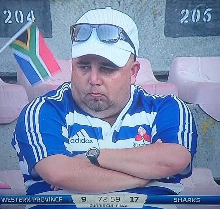 SharksRugby's tweet photo. Help us find this man 👇👇
We are looking for any information connected to the man in this photo. 
We would like to send him a jersey to cheer him up. 😉 https://t.co/78qbmP5mNs