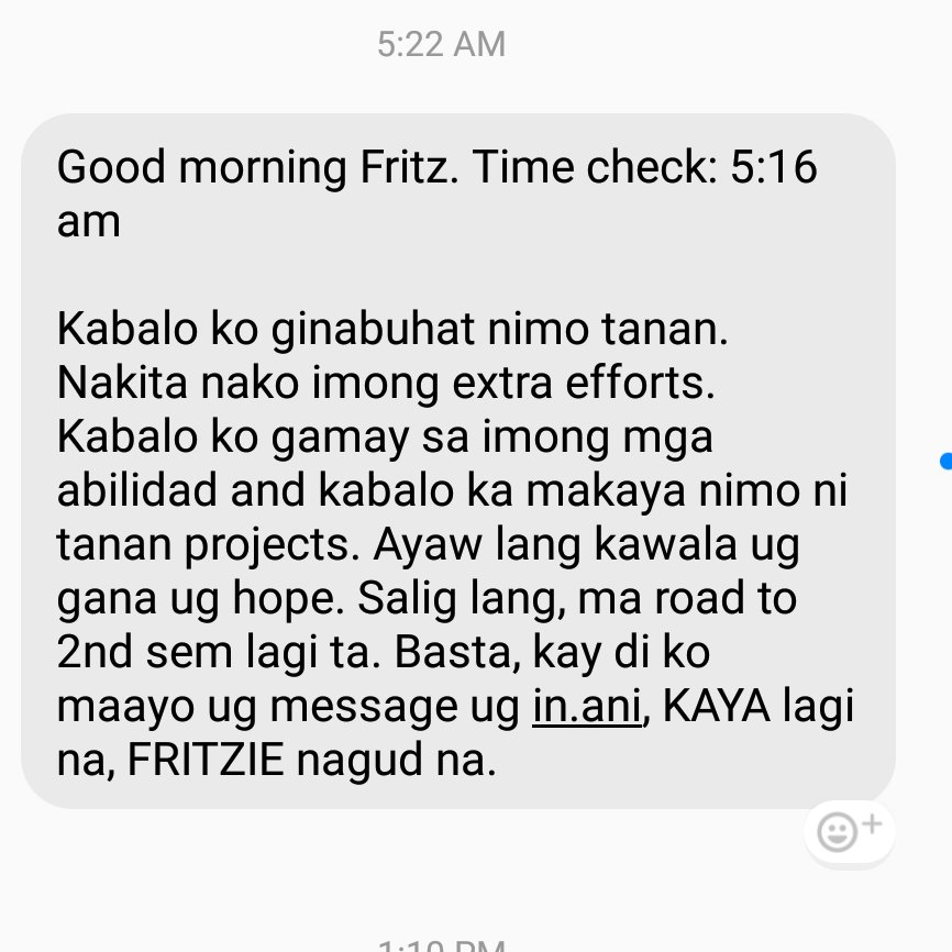 frtzb's tweet photo. Kanang feeling nga pagmata nimo, mao ni imong una nabasahan. Ghad! It melts my heart 😭❤ Indeed! sa panahon nga you feel less capable and all, naa juy tao who will believe in your capabilities and that you can do it, no matter what. Make that person your strength to keep going💪 https://t.co/9yoWjiPwnE