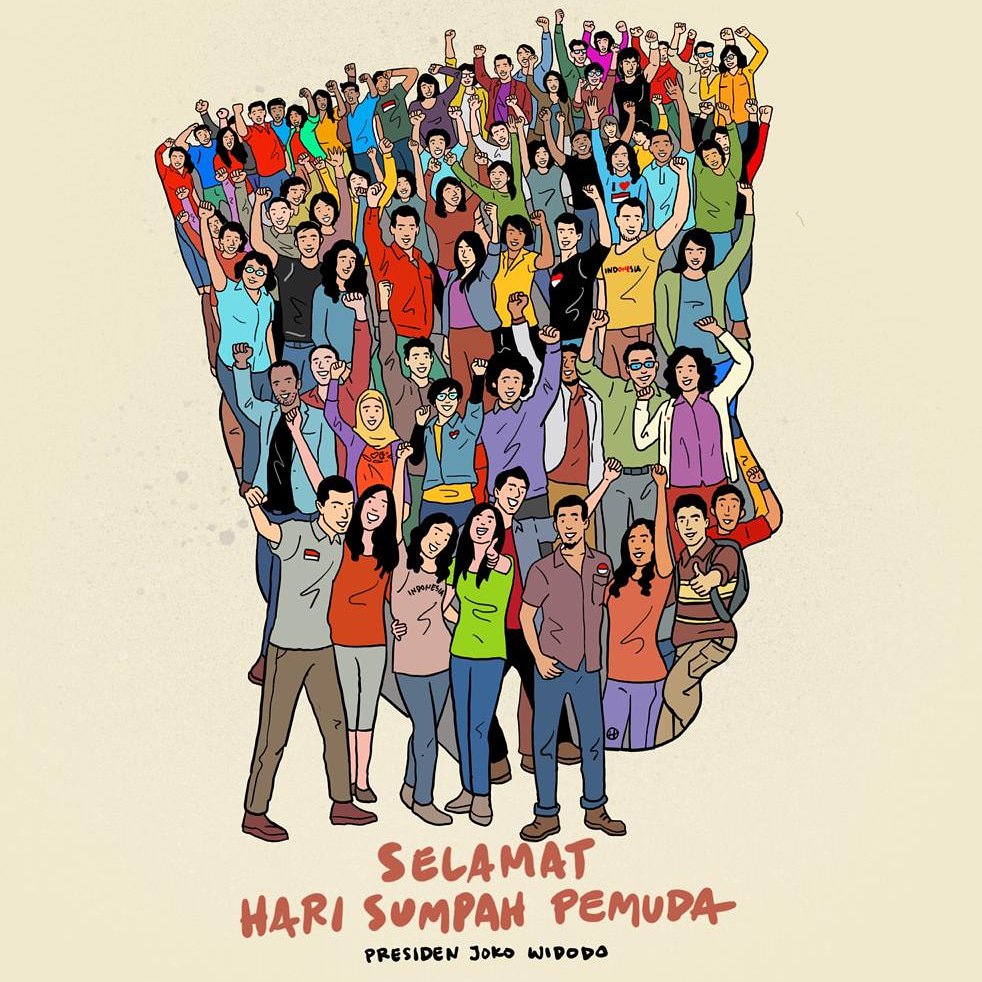 jokowi's tweet photo. Sembilan puluh tahun yang lalu, para pemuda menegaskan semangat terhadap cita-cita Indonesia yang merdeka.

Hari ini, 28 Oktober 2018, saya mengajak para pemuda bergandeng tangan memajukan Indonesia dengan semangat yang sama seperti pemuda-pemudi yang berikrar di tahun 1928 itu. https://t.co/AzOnxYnIJL