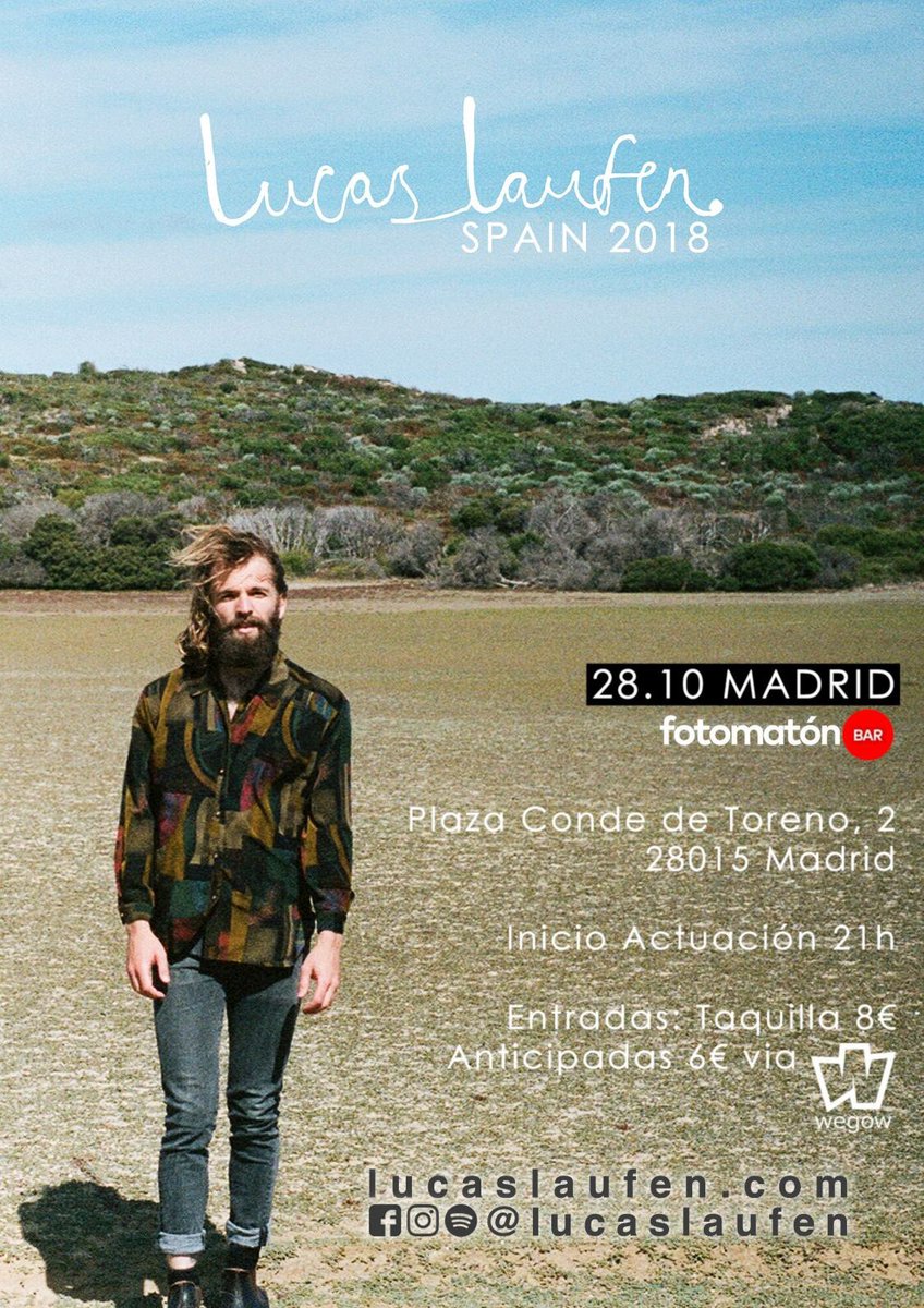 danimolinomusic's tweet photo. Esta noche a las 21:00 estaré abriendo en acústico para Lucas Laufen en @FotomatonBar. Nos vemos allí! https://t.co/8i0PVIJtve