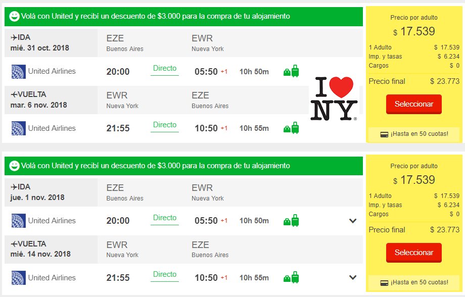 InfoViajera's tweet photo. #PreCyberMonday: Vuelos #directos a Nueva York 🇺🇸 por AR$ 23.700 con AR$ 3.000 de regalo para aplicar a reserva de hoteles
--> https://t.co/j1qYkeG257 ✈️
Es como que el vuelo directo a NYC te queda en AR$ 20.700 🔥 https://t.co/gGhq7lxYPj