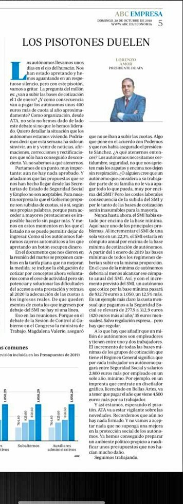 autonomosata's tweet photo. Los pisotones duelen. No nos vamos a conformar. #autónomos #autónomas #tarifaplana

Hoy en @abc_es por @lorenzoamor_ata https://t.co/Yd1QDsKuur