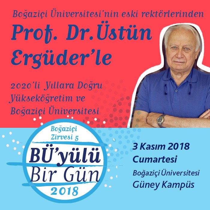 "2020'li Yıllara Doğru Yükseköğretim ve Boğaziçi Üniversitesi" başlıklı konuşmasıyla Boğaziçi Üniversitesi'nin Eski Rektörlerinden Prof. Dr. Üstün Ergüder BÜ'yülü Bir Gün'de!
