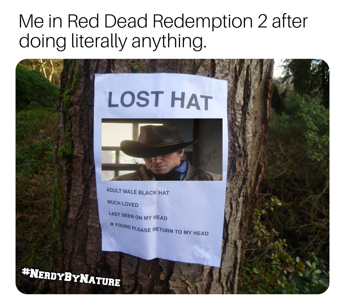 Neflite's tweet photo. Oh where oh where can my hat be? The lord took it away from me~
#RedDeadRedemption2 #HatProblems #MissingHat #Rockstar https://t.co/8QawY9N6O8