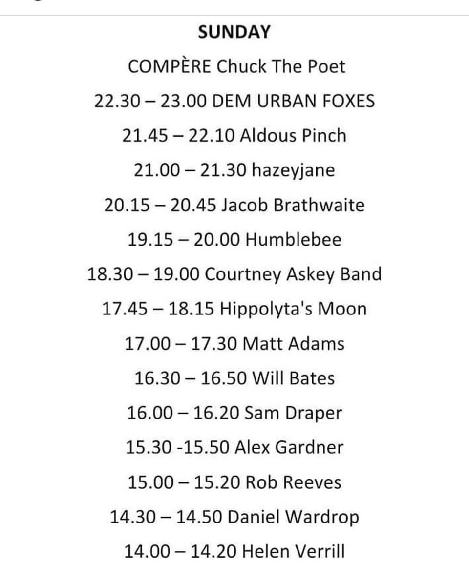 CHUCKthePOET's tweet photo. See you all at the #shirehorse #Kettering for the last day of @FestCtrl . It's free... Here is the line up! https://t.co/Ax5fWWxNkx