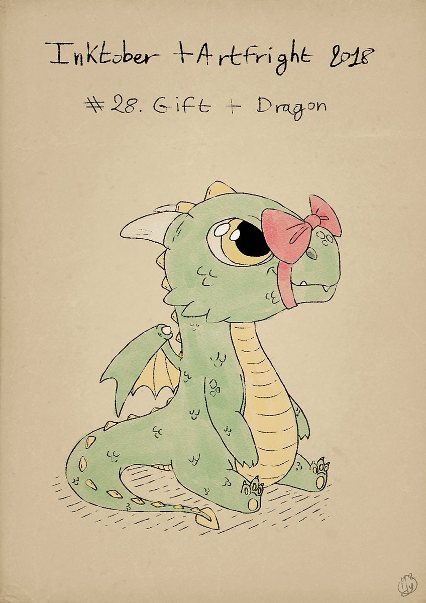 myocarre's tweet photo. Inktober + Artfright day 28 : Gift and Dragon #inktober2018 #inktoberday28 #art #drawing #inktober #gift #dragon #cute #artfight #artfright #artfight2018 #artfright2018 https://t.co/v1vY1kBaHp